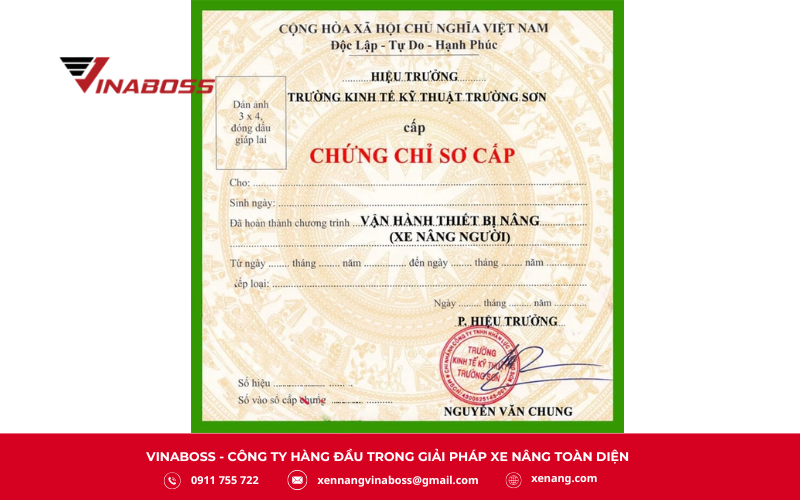 Chứng chỉ xe nâng là một loại chứng chỉ do Nhà nước quy định
