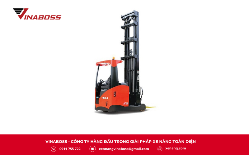 Xe nâng điện Reach Truck là dòng xe chuyên dụng cho các kho hàng sử dụng hệ thống kệ cao và mật độ lưu trữ lớn