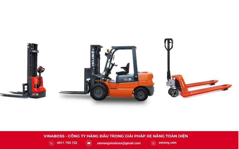 Các dòng xe nâng tại Vinaboss phục vụ đa dạng nhu cầu kho xưởng