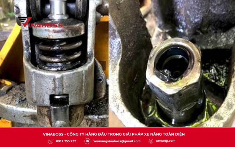  Lắp bơm thủy lực và tay kích trở lại theo đúng thứ tự ngược lại khi tháo ra.