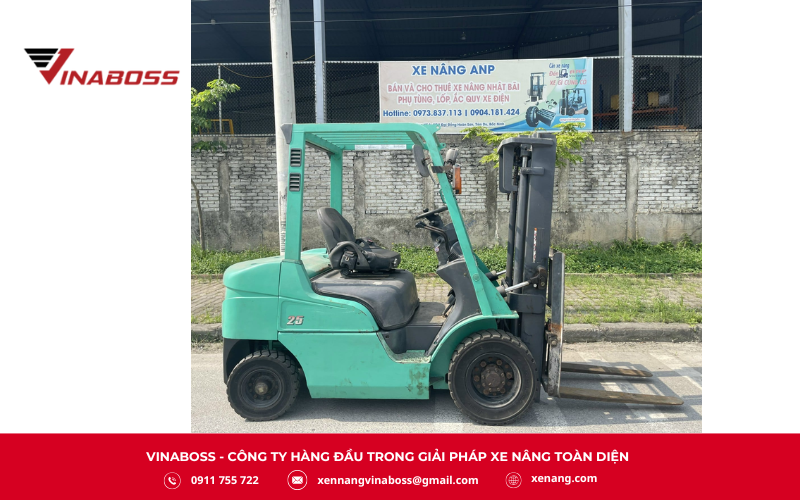 Xe nâng Mitsubishi 2.5 tấn được bảo hành tiêu chuẩn 12 tháng hoặc 2.000 giờ hoạt động