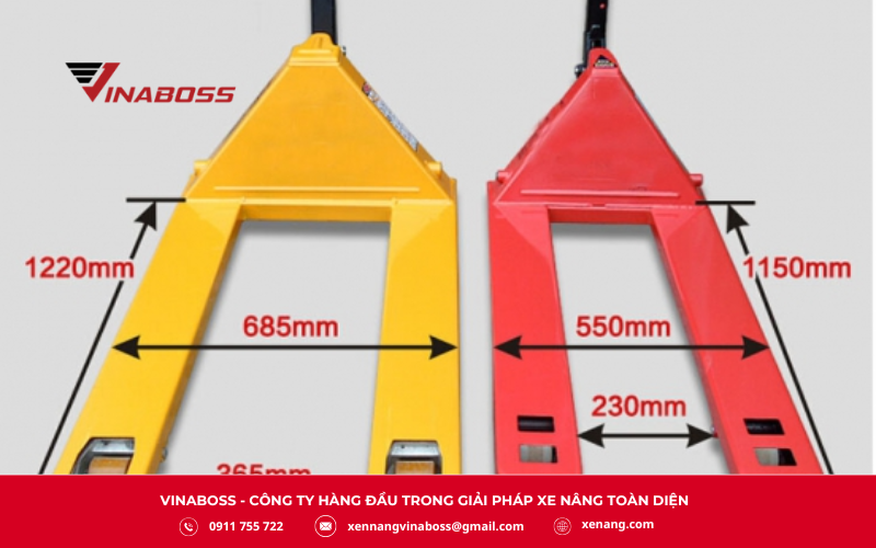 Càng nâng là bộ phận tiếp xúc trực tiếp với hàng hóa, vì vậy chiều dài