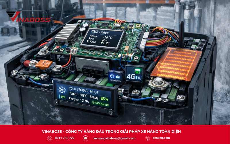 Sạc đúng cách giúp pin lithium xe nâng kho lạnh bền và an toàn hơn.